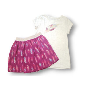 Girls 7/8 Sonoma Boho 2 Piece Feather Skirt Outfit Set